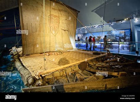 The Kon Tiki Balsa Wood Ship In Kon Tiki Museum In Oslo Norway Stock