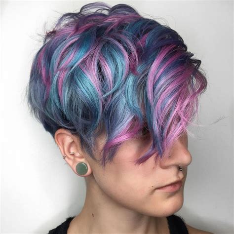 pastel blue pixie with pink highlights pixie cuts short hair cuts short hair styles dyed