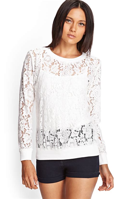 Forever Sheer Floral Lace Top Forever Lookastic