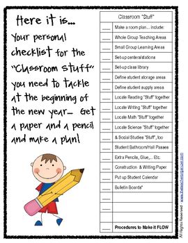 Classroom Set-up 101: "Classroom Stuff" Checklist by The Simply Classic
