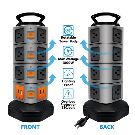 Power Strip Tower Lovin Product Surge Protector Electric Charging