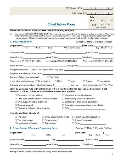 42 formularios de admisión de clientes imprimibles plantillas