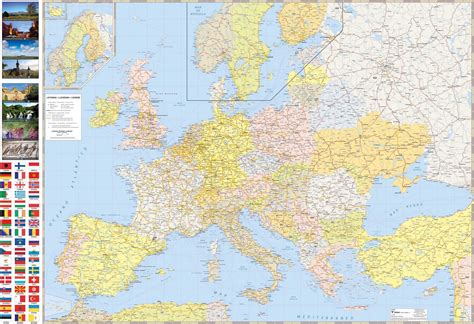 Mapa De Europa De Carreteras Mural Enmarcado Distrimapas Telstar