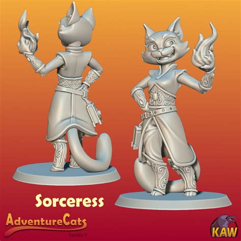 Sorceress Catfolk Sorcerer Tabaxi Cat Kaw Miniature Etsy