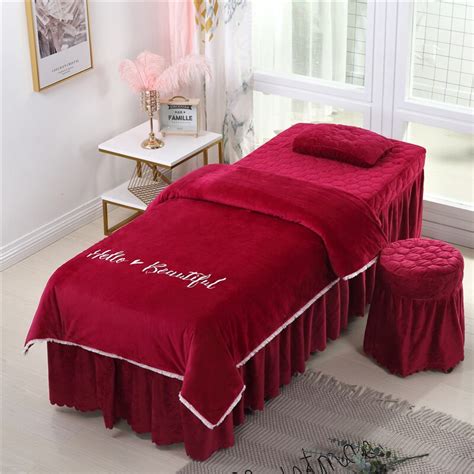 Beautiful Beauty Salon Bedding Sets Massage Spa Use Coral Velvet