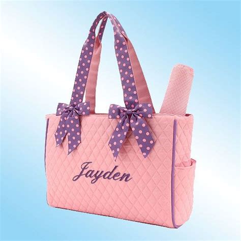 Personalized Diaper Bag 2 Piece Quilted Pink With Lavender Etsy