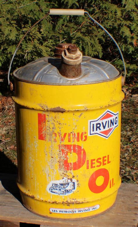 Irving Diesel Oil Can 5 Imperial Gallons Caps Handle Diesel Oil Oils