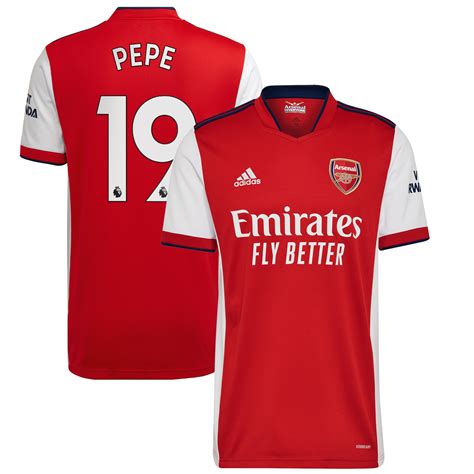 Arsenal Home Shirt 2021 22 With Pepe 19 Printing