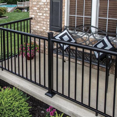 White aluminum frame glass baluster railing kit. Freedom (Assembled: 6-ft x 3-ft) Winchester Matte Black ...