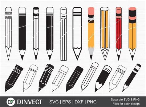 Pencil Svg Pencil Clipart Pencil Silhouette Etc Craft Marketplace