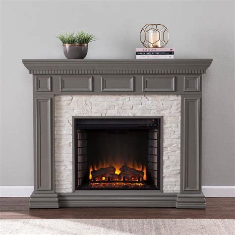 Southern Enterprises Macksen 50 In Electric Fireplace In Gray With
