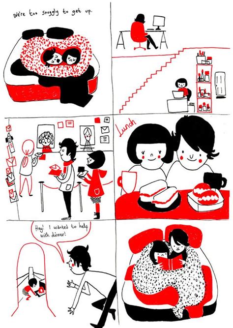 adorable comics of a quirky couple spending time together love illustration