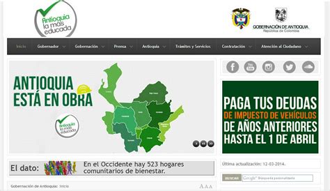 The government of antioquia (gobernación de antioquia) is the departmental government for antioquia, which has a population of more than 6mn and is colombia's second major competitive. Sitio de la Gobernación de Antioquia, premiado como el mejor del país • ENTER.CO