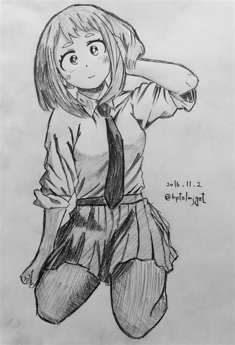 Boku No Hero Academia Uraraka Ochako Dibujo Drawing Anime Drawings