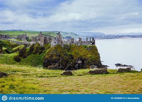 Ruins Of Dunluce Castle Antrim Northern Ireland During Sunny Day With