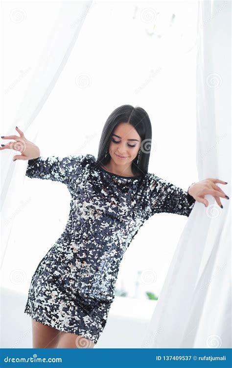 Woman In Sequin Dress Stock Image Image Of Light Wellness