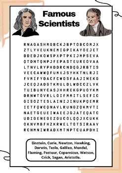 Famous Scientists Word Search Puzzle Worksheet Activity By Art With Mark