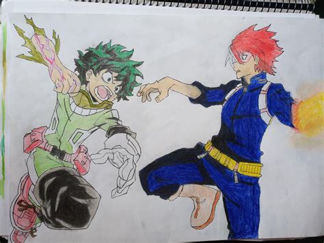 Anime drawings deku and todorki. I tried drawing Deku and Todoroki, sad thing I have shitty colors ;( : BokuNoHeroAcademia