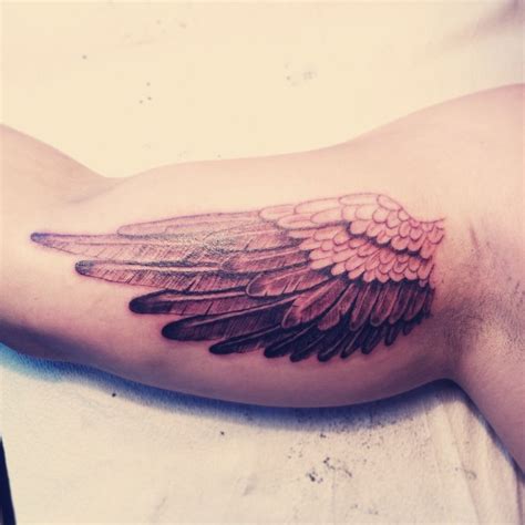 Wing Tattoo On Inner Arm Done In Greyscale Artist Nina Dreamworx Ink