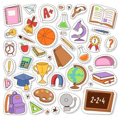 School Icons Vector Stickers Sticker Art Print Stickers Cute Stickers