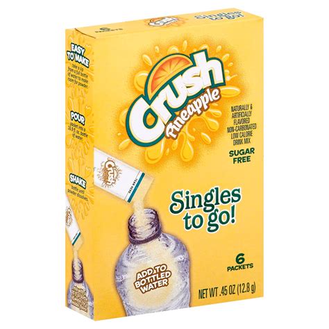 Crush Singles To Go Pineapple Sugar Free Drink Mix Shop Mixes Flavor Enhancers At H E B