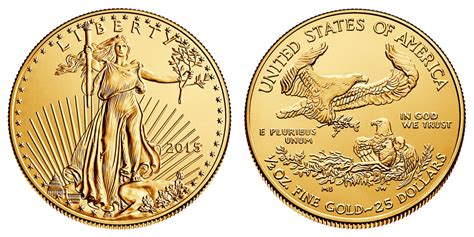 2015 American Gold Eagle Bullion Coin 25 Half Ounce Gold Type 1 Coin