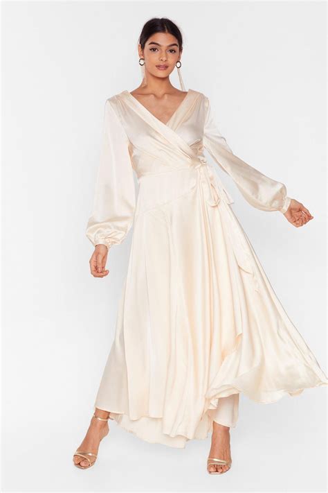 Satin Maxi Dress Maxi Wrap Dress Long Sleeve Maxi Dress Satin Dresses Bridal Dresses Nice