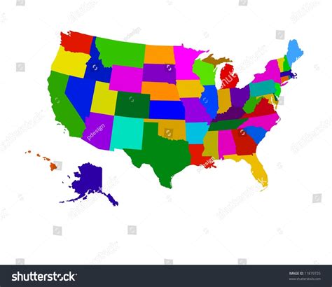 Colorful Usa Map States Stock Illustration 11879725 Shutterstock