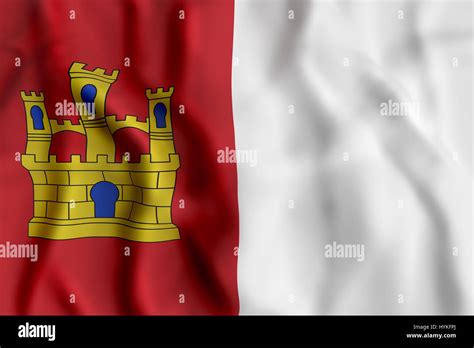3d Rendering Of A Castilla La Mancha Flag Waving Stock Photo Alamy