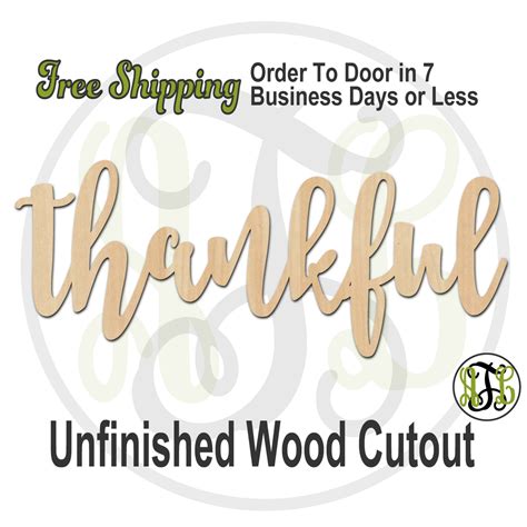 thankful - 320273FrFt- Word Cutout, unfinished, wood cutout, wood craft ...