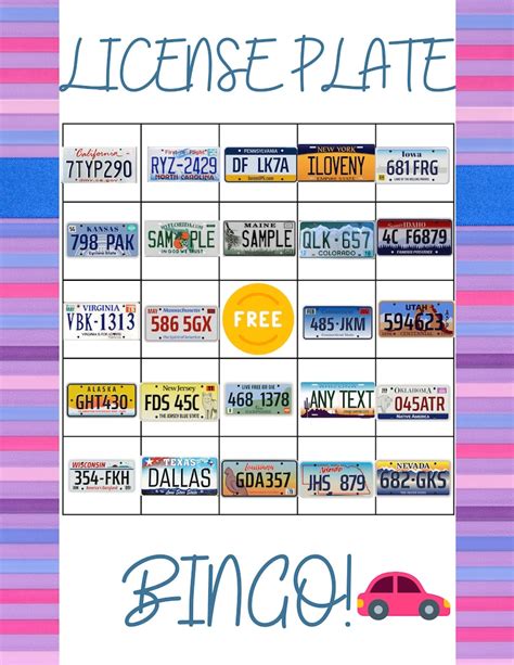 License Plate Bingo Printable If You Are Playing Host At A Party