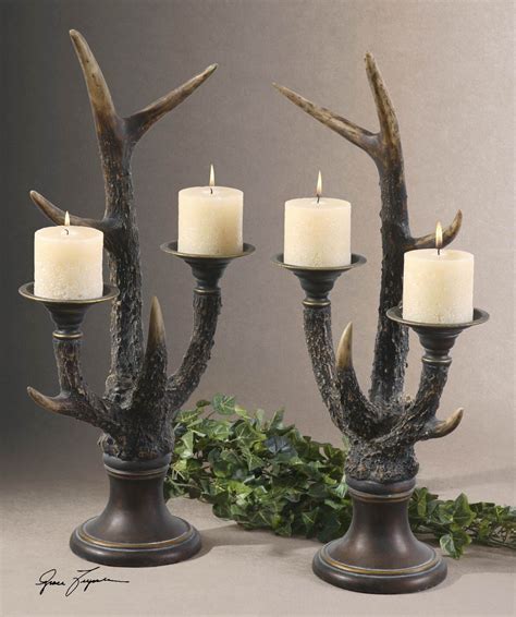 Uttermost Stag Horn Candleholder Set2 Antler Candle Holder Deer