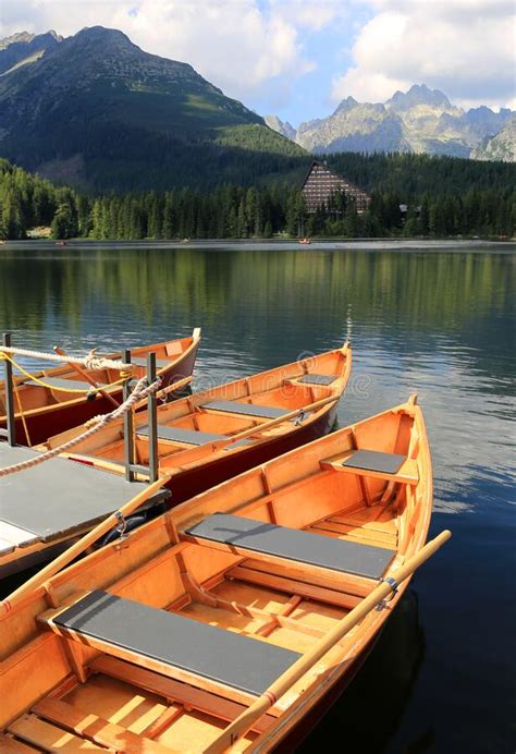 Wooden Boats On A Pier In A Mountain Lake Stock Photo Image Of Summer