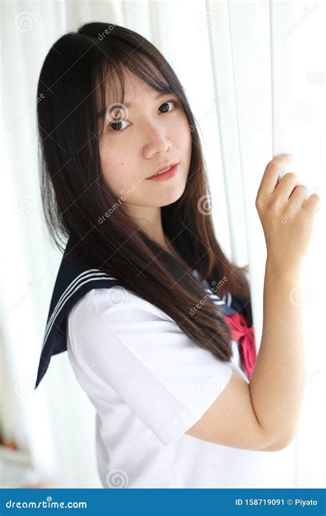 Portrait Japanese School Girl Path Of Body Japanese School Girl
