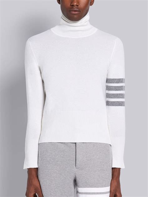 White Cashmere 4 Bar Turtleneck Thom Browne