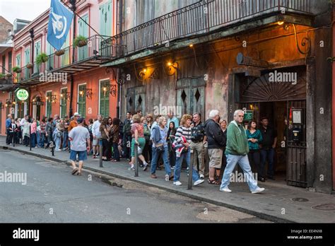 French Quarter New Orleans Louisiana People Lined Up For A