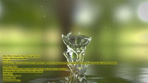 Water Drop Logo Reveal After Effects Template Videohive 26566618