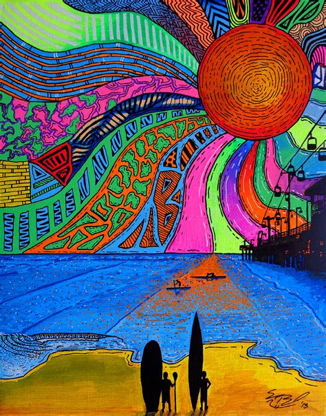 Seven color psychedelic acrylic pour baum art duration. Trippy paintings