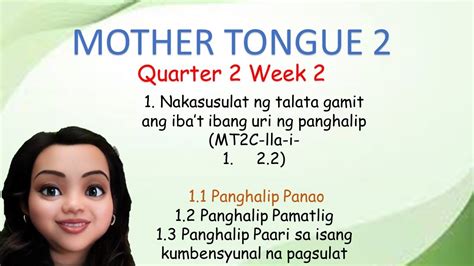 Mother Tongue 2 Quarter 2 Week 2 Pagsulat Ng Talata Panghalip