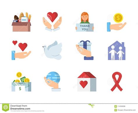 Colored Vector Symbols Of Charities Stock Vector Illustration Of Flat
