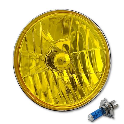 h6024 6014 7 yellow amber crystal glass headlight h4 halogen fog light single