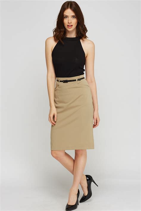 High Waist Belted Pencil Skirt Just 7