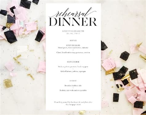 Rehearsal Dinner Menu Template