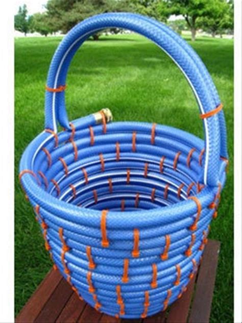 Plant gift baskets are a great way to show you care about someone. make a basket from your old garden hose - Dump A Day