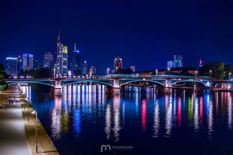 Skyline Of Frankfurt Am Main By Night Peter Mocanu