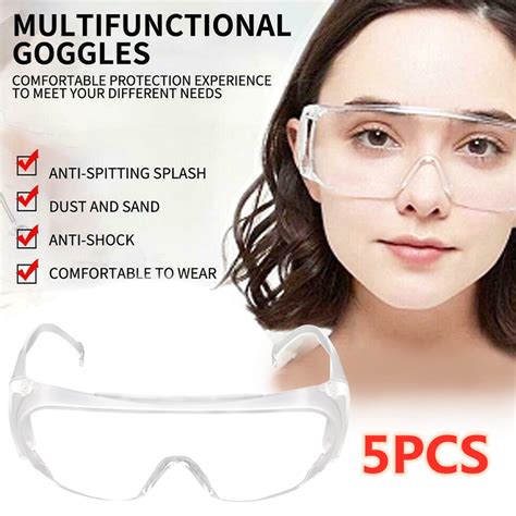 5pcs protective glasses medical safety goggles eye shield anti flu dust splash proof anti