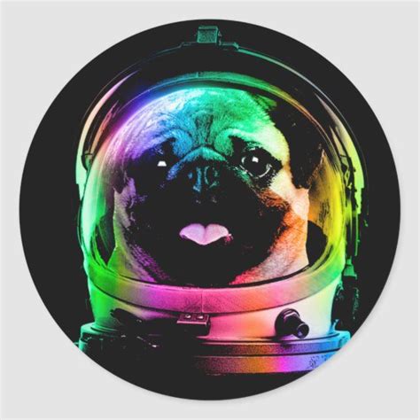 Astronaut Pug Galaxy Pug Pug Space Pug Art Classic Round Sticker