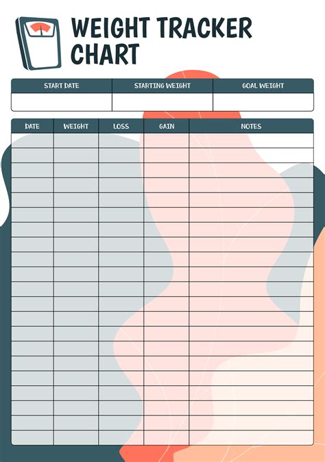 Printable Weight Chart Forms And Templates Fillable Samples In Pdf