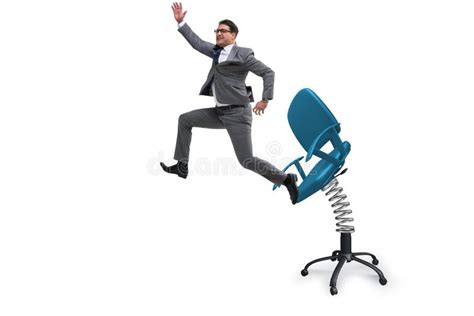 Promotion Concept With Businessman Ejected From Chair Stock Image