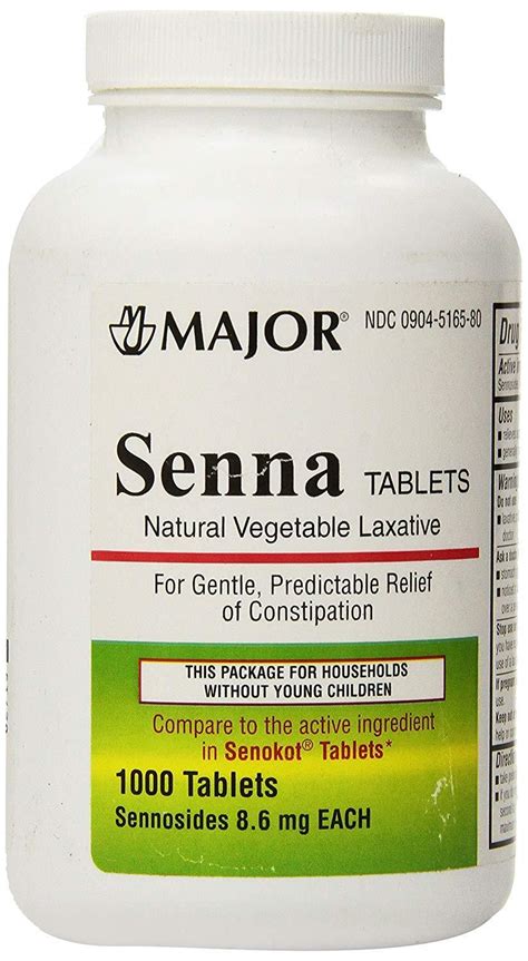 Senna 8 6 Mg Generic For Senokot Natural Vegetable Laxative Tab 1000 Ea 4 Pack Total 4000 Tablets